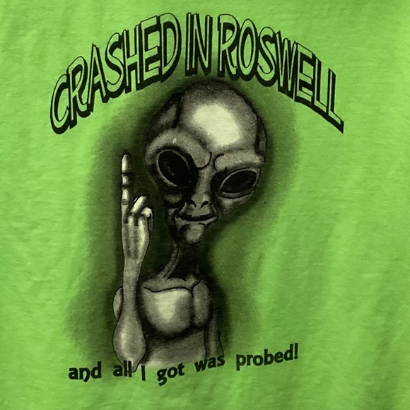 Neon Green Roswell Alien T-Shirt - Picture 1 of 4